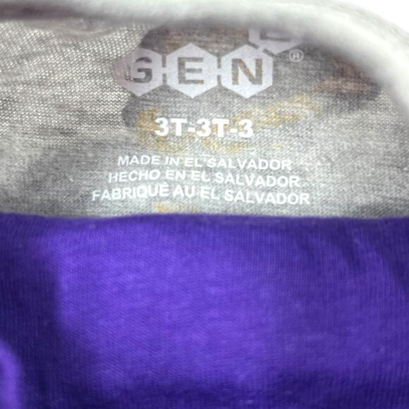 🆕 LSU Tigers 3-in-1 Toddler Layered Long /Short Sleeve Shirt Set Gray Purple 3T - Picture 3 of 7